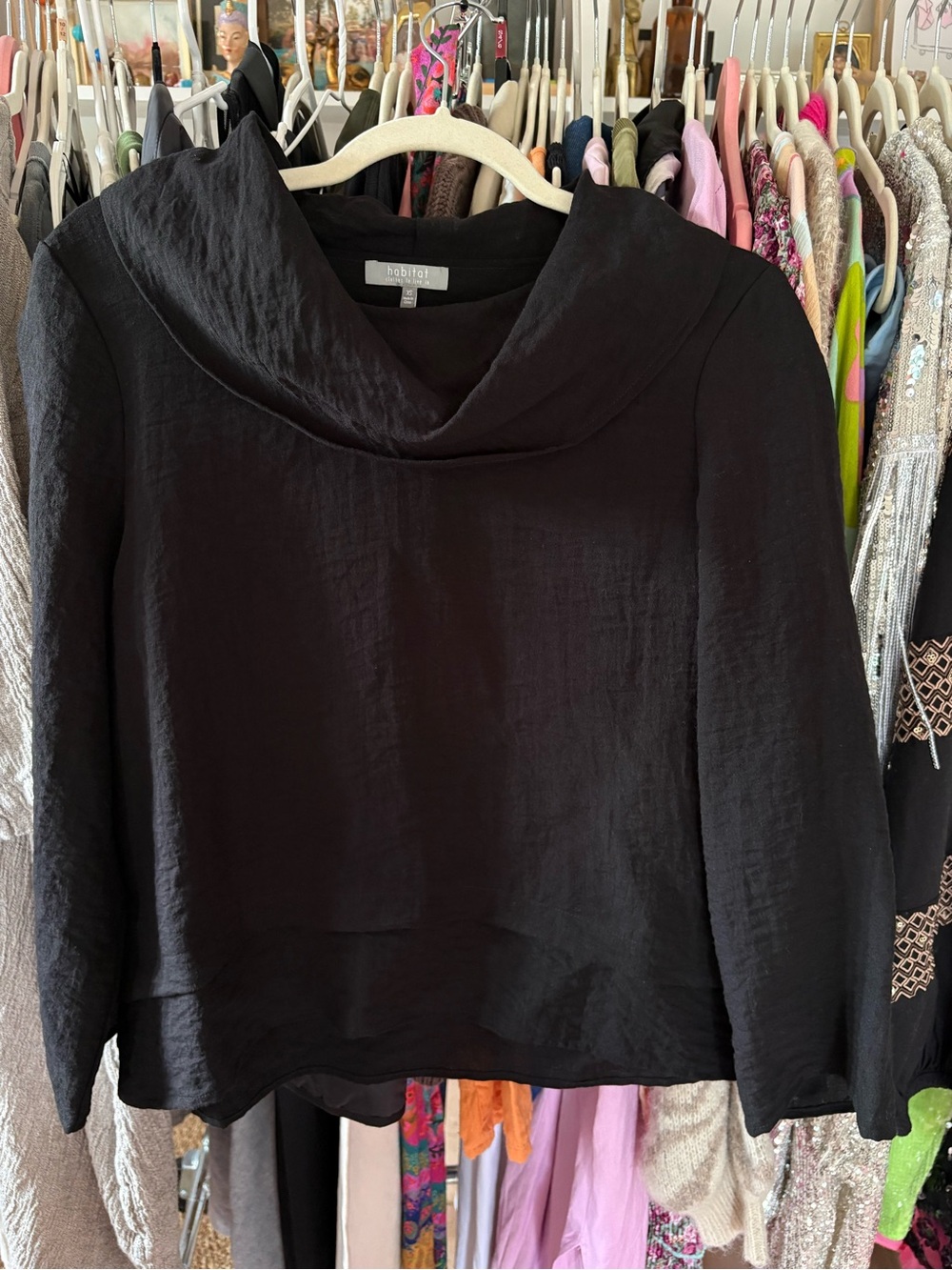 Habitat Black Long-Sleeve Cowl Neck Tunic